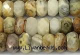 CAA5917 15 inches 6*8mm faceted rondelle crazy lace agate beads