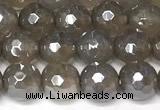 CAA5943 15 inches 6mm faceted round AB-color grey agate beads