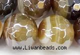 CAA5964 15 inches 12mm faceted round AB-color line agate beads