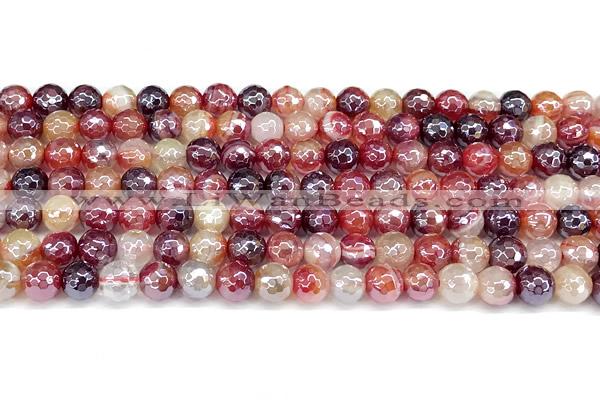 CAA5965 15 inches 6mm faceted round AB-color line agate beads