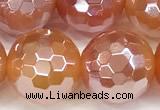 CAA5972 15 inches 12mm faceted round AB-color line agate beads