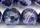 CAA5985 15 inches 12mm faceted round AB-color line agate beads