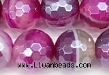 CAA5996 15 inches 8mm faceted round AB-color line agate beads