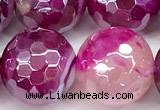 CAA5999 15 inches 14mm faceted round AB-color line agate beads