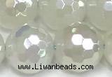 CAA6037 15 inches 12mm faceted round AB-color white agate beads