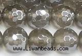 CAA6039 15 inches 8mm faceted round AB-color grey agate beads