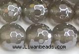 CAA6040 15 inches 10mm faceted round AB-color grey agate beads