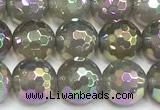 CAA6043 15 inches 8mm faceted round AB-color grey agate beads