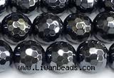 CAA6059 15 inches 8mm faceted round AB-color black agate beads