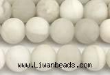 CAA6076 15 inches 6mm round matte white crazy lace agate beads