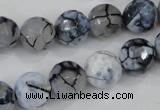 CAA717 15.5 inches 12mm faceted round fire crackle agate beads