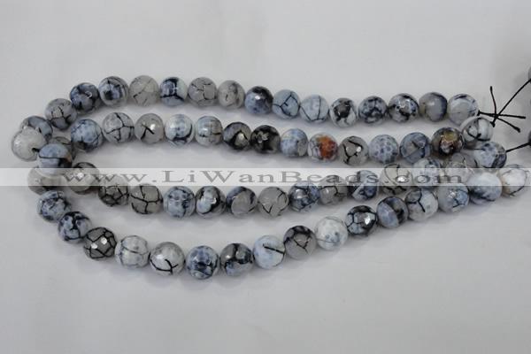 CAA717 15.5 inches 12mm faceted round fire crackle agate beads