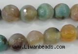 CAA719 15.5 inches 12mm faceted round fire crackle agate beads