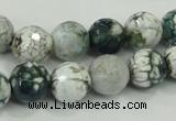 CAA720 15.5 inches 12mm faceted round fire crackle agate beads