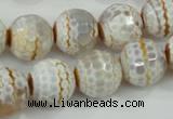 CAA724 15.5 inches 14mm faceted round fire crackle agate beads