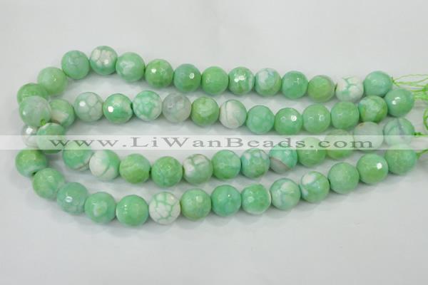 CAA728 15.5 inches 14mm faceted round fire crackle agate beads