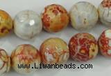 CAA729 15.5 inches 14mm faceted round fire crackle agate beads