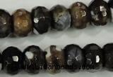 CAA732 10*14mm faceted rondelle fire crackle agate beads