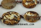 CAA760 15.5 inches 14*18mm twisted oval wooden agate beads