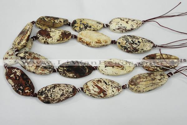 CAA761 15.5 inches 21*40mm twisted oval wooden agate beads