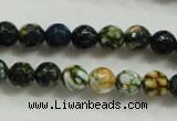 CAA792 15.5 inches 8mm faceted round fire crackle agate beads