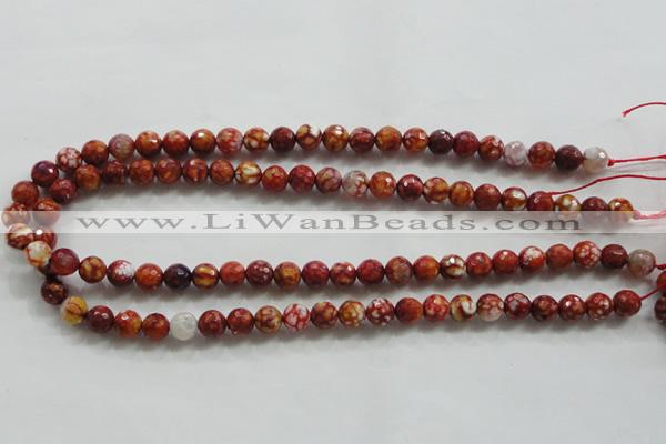 CAA794 15.5 inches 8mm faceted round fire crackle agate beads