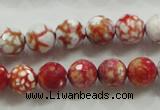 CAA799 15.5 inches 10mm faceted round fire crackle agate beads