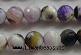 CAA804 15.5 inches 12mm faceted round fire crackle agate beads