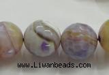 CAA819 15.5 inches 18mm faceted round fire crackle agate beads