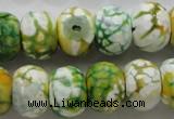 CAA830 15.5 inches 12*16mm faceted rondelle fire crackle agate beads