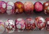 CAA831 15.5 inches 12*16mm faceted rondelle fire crackle agate beads