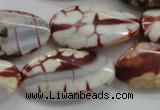 CAA838 15.5 inches 16*28mm twisted oval fire crackle agate beads