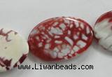 CAA840 15.5 inches 20*30mm twisted oval fire crackle agate beads