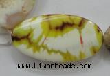 CAA842 15.5 inches 20*40mm twisted oval fire crackle agate beads