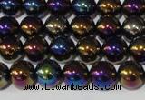 CAA850 15.5 inches 10mm round AB-color black agate beads