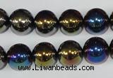 CAA851 15.5 inches 12mm round AB-color black agate beads