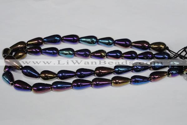 CAA856 15.5 inches 11*20mm teardrop AB-color black agate beads