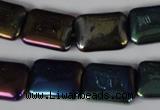 CAA861 15.5 inches 13*18mm rectangle AB-color black agate beads