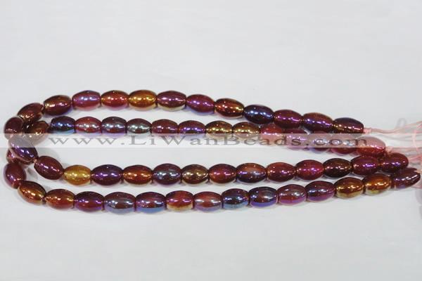 CAA878 15.5 inches 7*14mm rice AB-color red agate beads