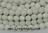 CAA92 15.5 inches 4mm faceted round white agate gemstone beads