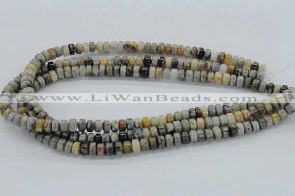 CAB139 15.5 inches 5*8mm roundel bamboo leaf agate beads