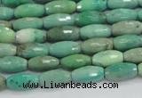 CAB18 15.5 inches 6*12mm faceted rice green grass agate beads