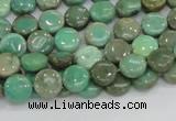 CAB25 15.5 inches 8mm coin green grass agate gemstone beads