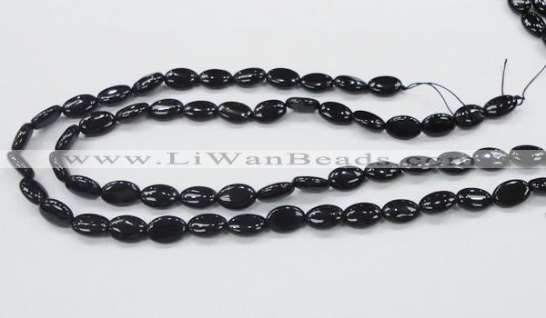 CAB318 15.5 inches 8*12mm oval black agate gemstone beads wholesale