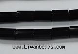 CAB333 15.5 inches 8*12mm faceted column black agate gemstone beads