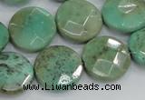 CAB34 15.5 inches 18mm faceted coin green grass agate gemstone beads