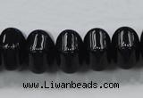 CAB341 15.5 inches 12*18mm hexagon rondelle black agate gemstone beads