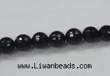 CAB343 15.5 inches 8mm faceted round black agate gemstone beads