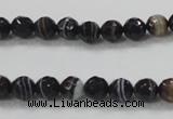 CAB347 15.5 inches 8mm faceted round black agate gemstone beads