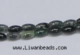 CAB387 15.5 inches 5*8mm rice moss agate gemstone beads wholesale